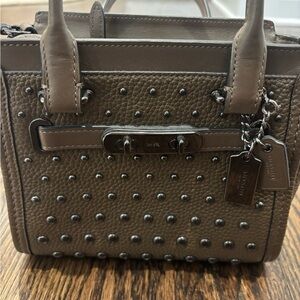 Coach Taupe Studded Leather Satchel